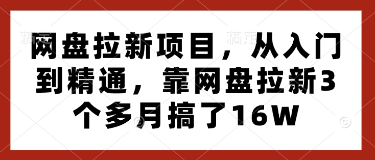 网盘拉新项目，从入门到精通，靠网盘拉新3个多月搞了16W-小白网创