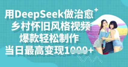 用DeepSeek做治愈乡村怀旧风格视频，爆款轻松制作，当日最高变现多张-小白网创