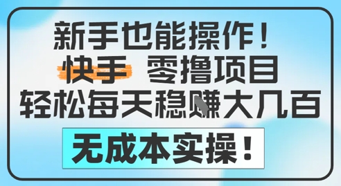 新手也能操作，快手零撸挣米，轻松每天挣2-5张，完全无成本-小白网创