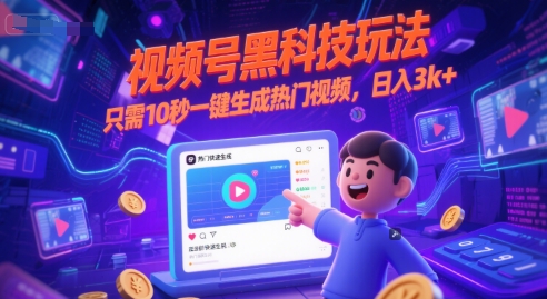 视频号黑科技玩法，只需10秒一键生成热门视频，日入3k+【揭秘】-小白网创