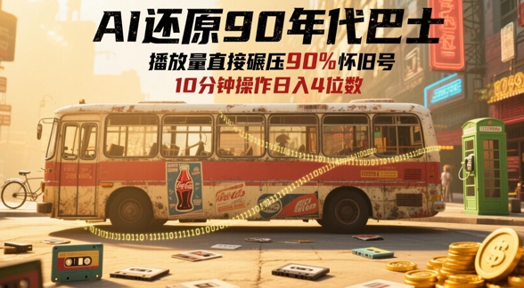 AI还原90年代巴士，一帧就让70后泪崩，播放量直接碾压90%怀旧号，每天操作十分钟，日入四位数-小白网创