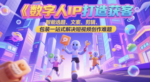 数字人IP打造获客变现实操课，智能选题、文案、剪辑、包装一站式解决短视频创作难题-小白网创