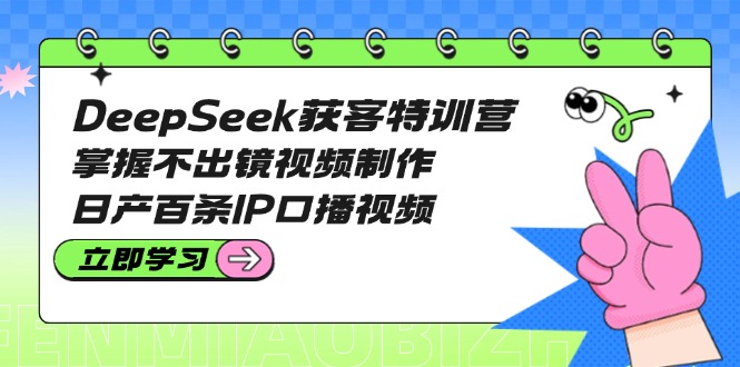 （14544期）DeepSeek获客特训营：掌握不出镜视频制作，日产百条IP口播视频-小白网创