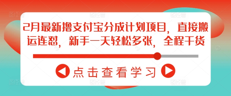 2月最新撸支付宝分成计划项目，直接搬运连怼，新手一天轻松多张，全程干货-小白网创