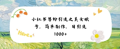 小红书男粉引流项目之美女账号6，简单制作，条条爆款原创，不违规-小白网创